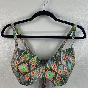 XHILARATION PINK, LIME GREEN & CORAL SWIMSUIT TOP